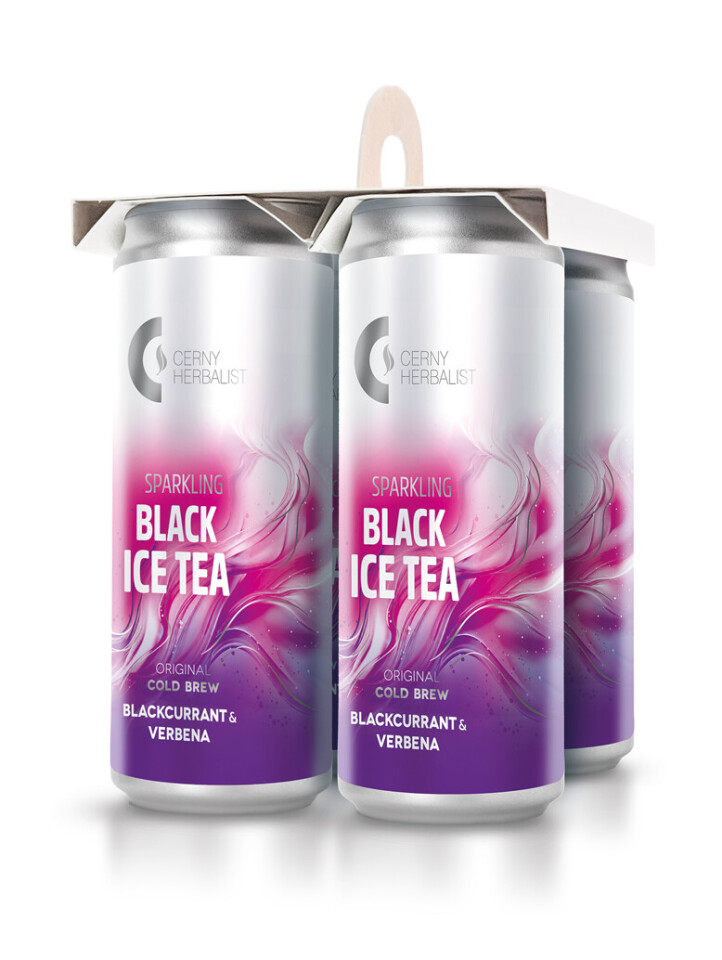 Perlivý černý ledový čaj – Černý rybíz & verbena CAN 4pack